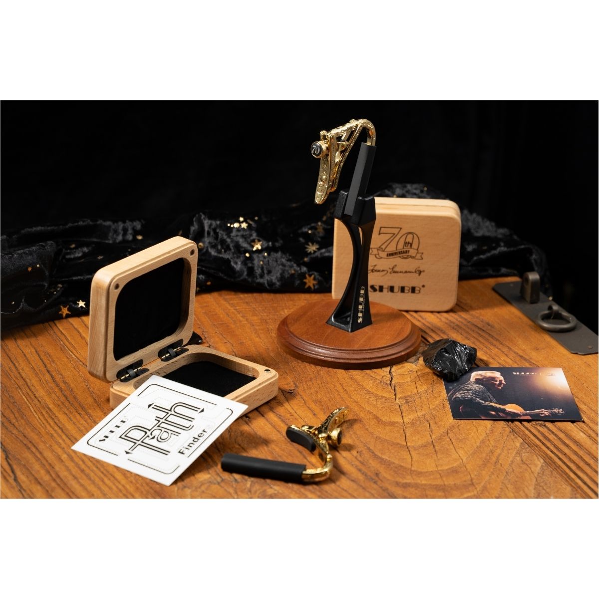 Gold-plated Engraved Capo w/ Custom Wooden Box