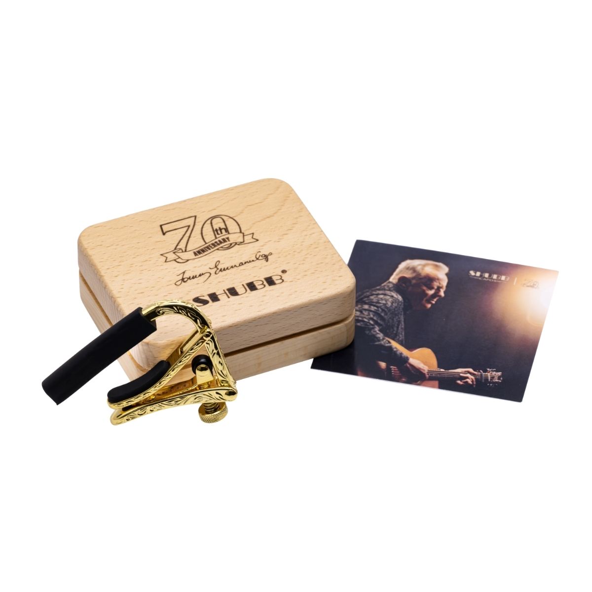 Gold-plated Engraved Capo w/ Custom Wooden Box