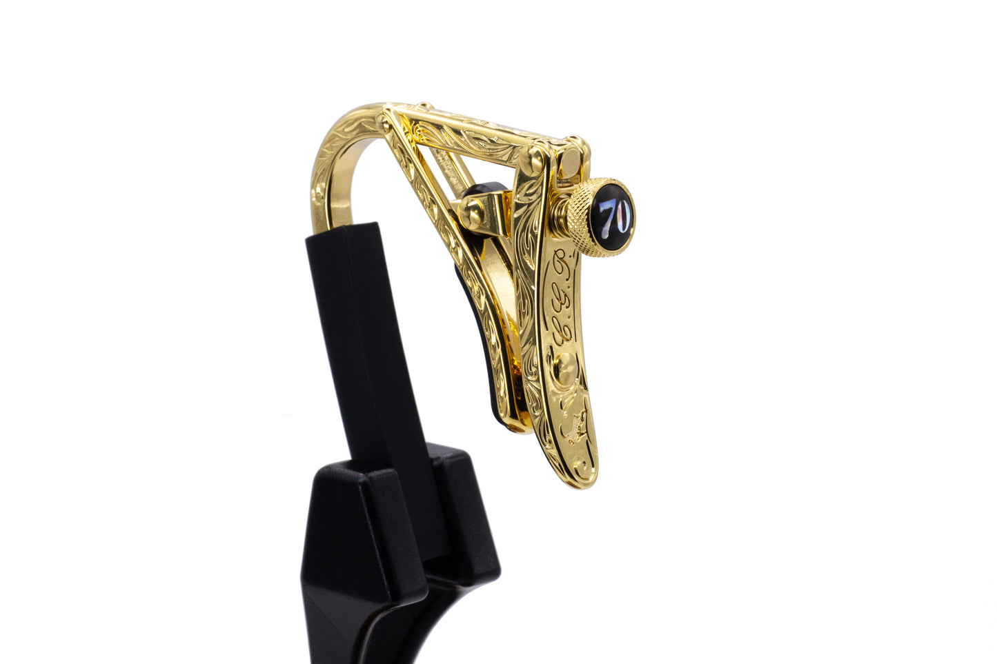 Gold-plated Engraved Capo w/ Custom Wooden Box