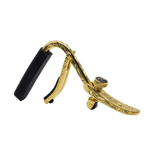 Gold-plated Engraved Capo w/ Custom Wooden Box